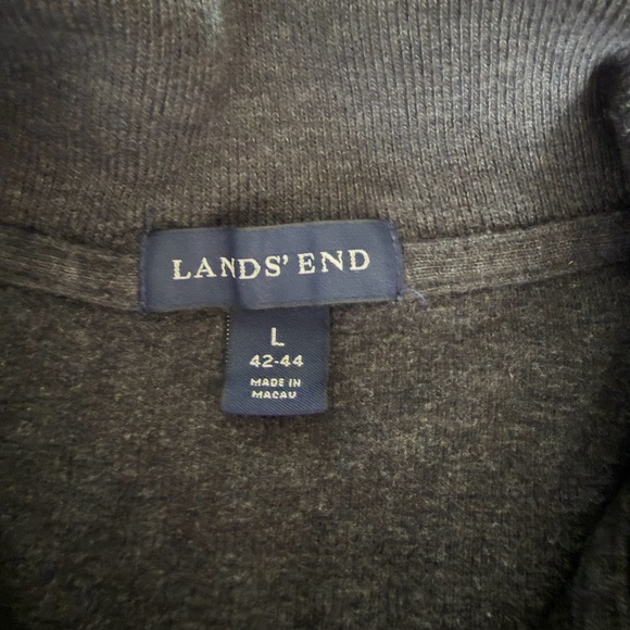 Lands' End Men's Dark Gray Quarter Zip Sweater - Picture 3 of 3